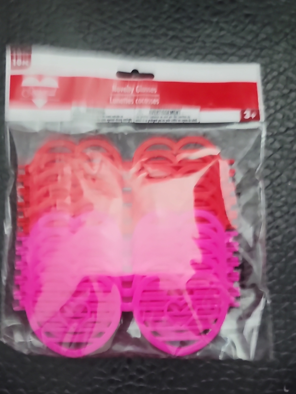 Pink and Red Heart Novelty Party Glasses - Pack of 10